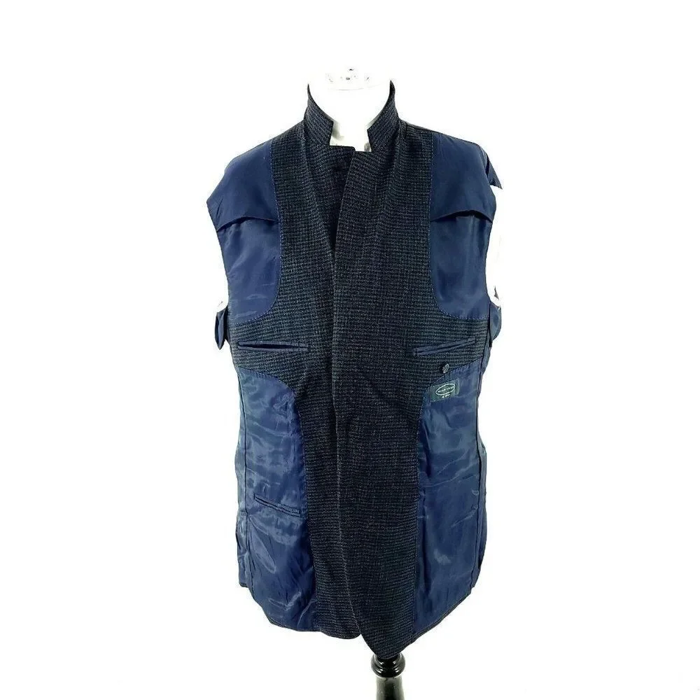 Pronto Uomo Platinum Wool 2 Button Sport Coat 42R Blue Check Tagged 44L See Desc
